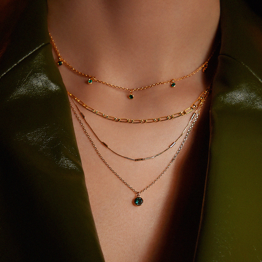 Elvish Fantasy Key Necklace Made With Emerald Swarovski 
