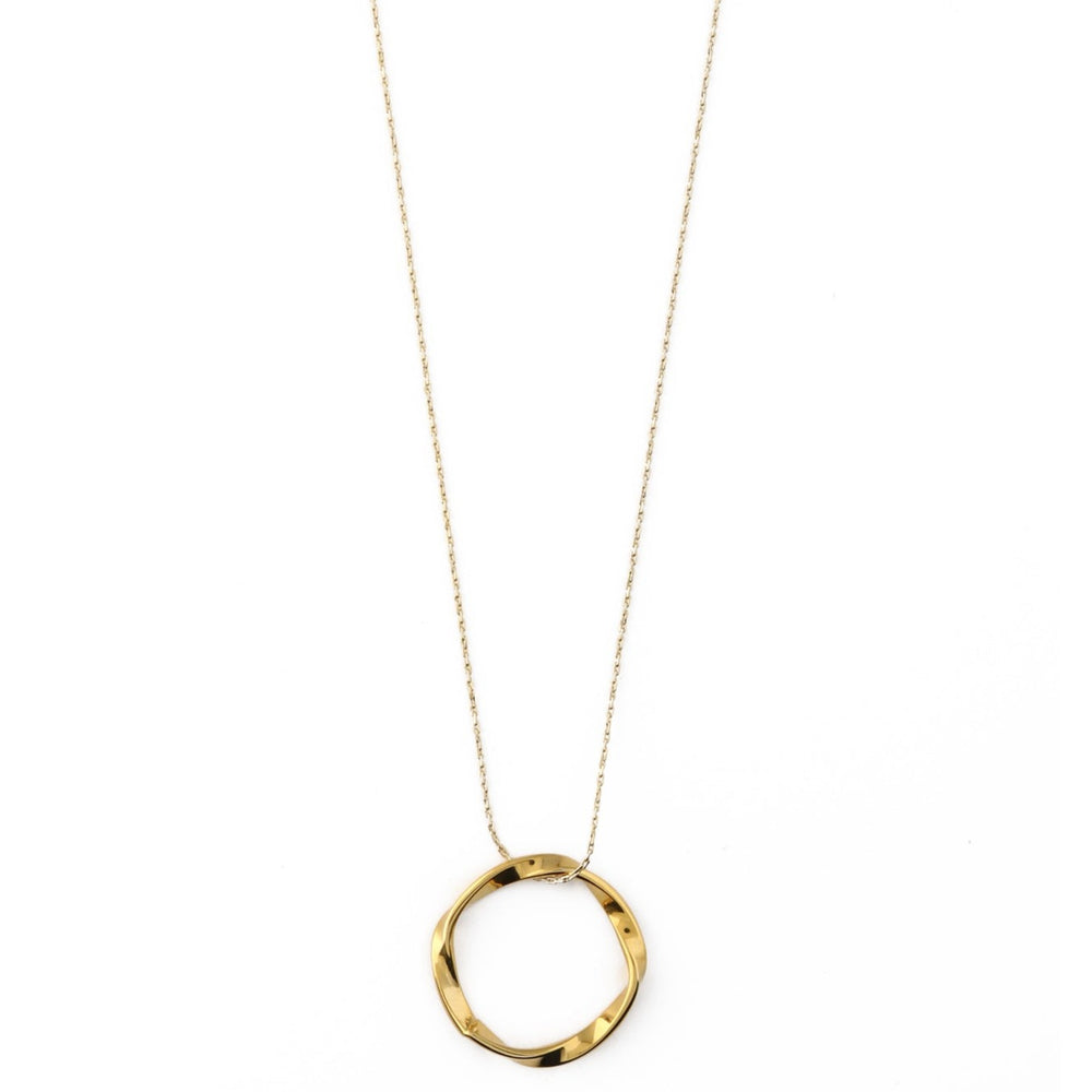 Open Circle Mid Length Necklace - Gold