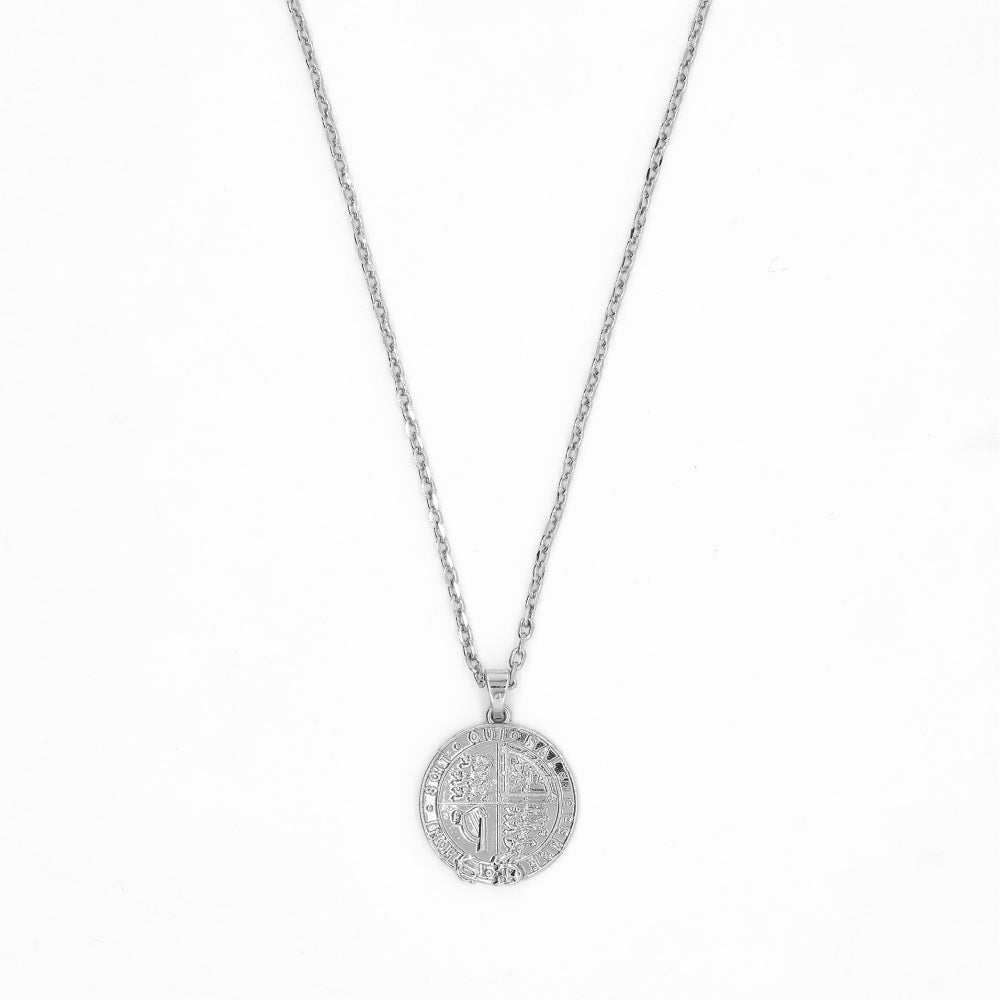 Crest Medallion Necklace - Silver