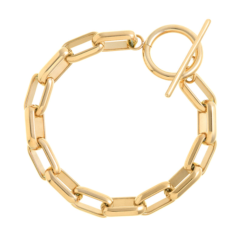 LUXE Rectangle Link T-Bar Bracelet - Gold