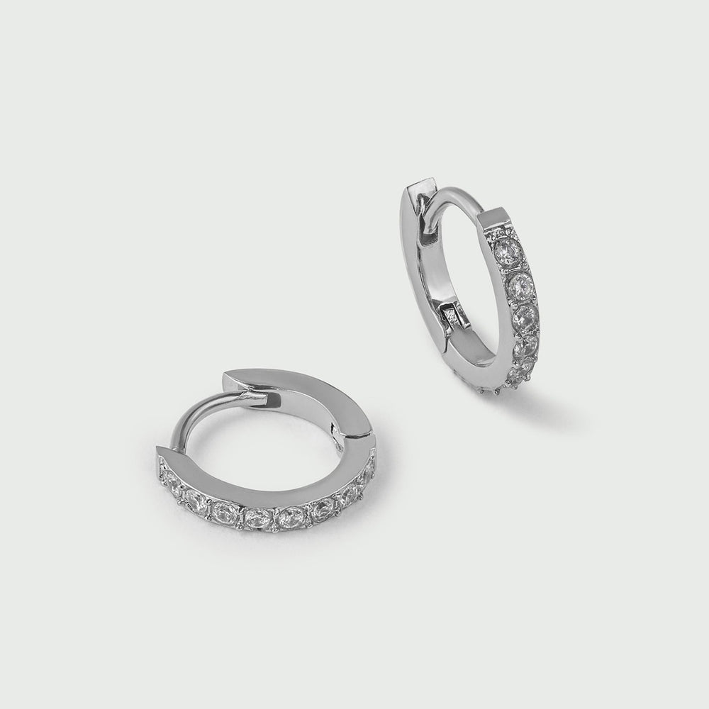 Silver pave deals hoop earrings